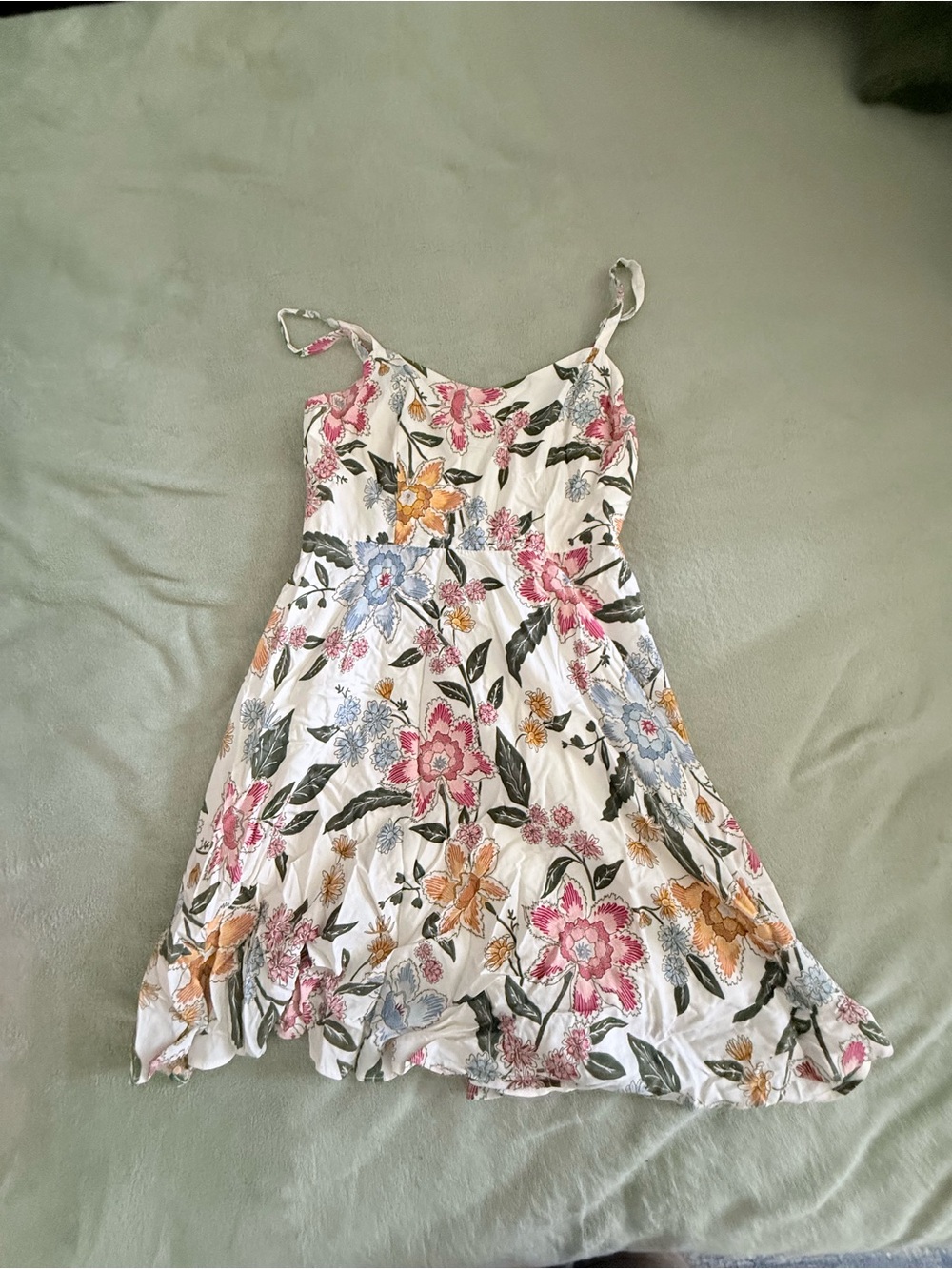 Old Navy White Floral Mini Dress with Pink, Blue & Yellow Flowers